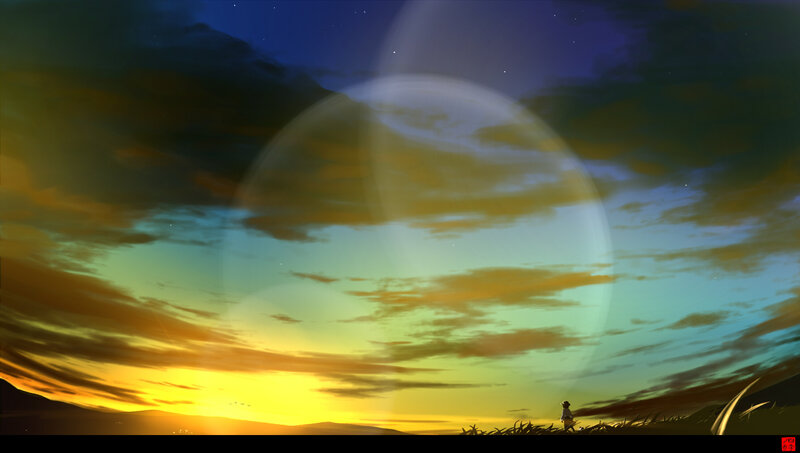 Silhouette of Person Standing — Yellow, Serene, Sunset