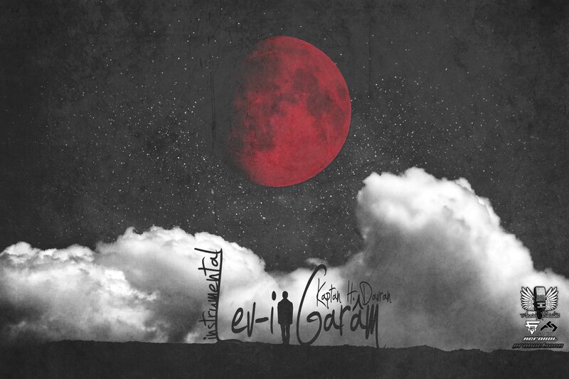 Silhouette of Person under Moon — Red