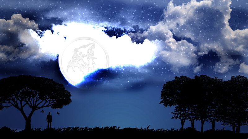 Silhouette of Person under Moon