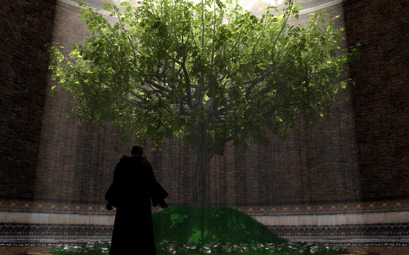 Silhouette of Person under Tree — Green
