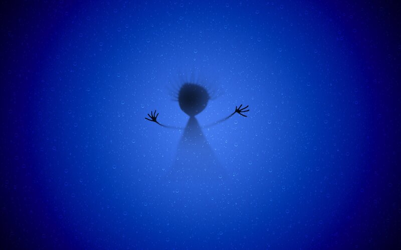 Silhouette of Person Underwater — Blue, Dramatic