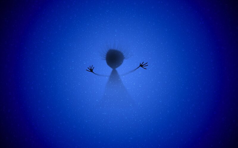 Silhouette of Person Underwater