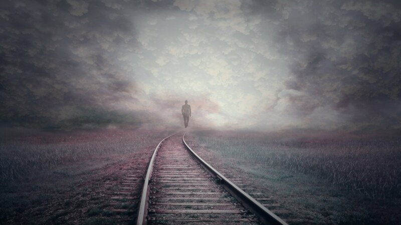 Silhouette of Person Walking — Gray