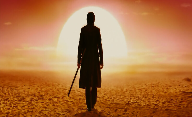 Silhouette of Person Walking — Orange, Dramatic