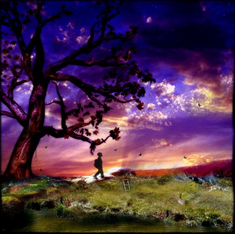 Silhouette of Person Walking — Purple, Dramatic