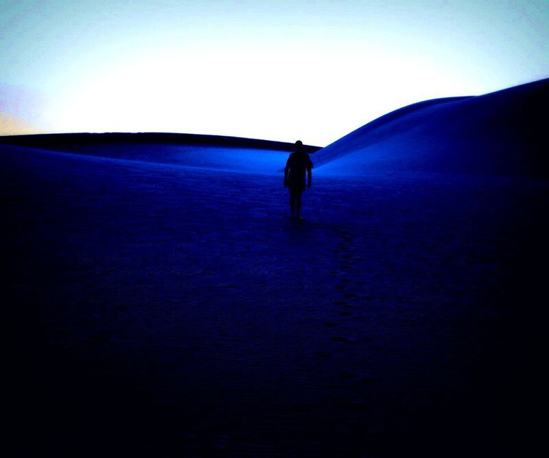 Silhouette of Person Walking