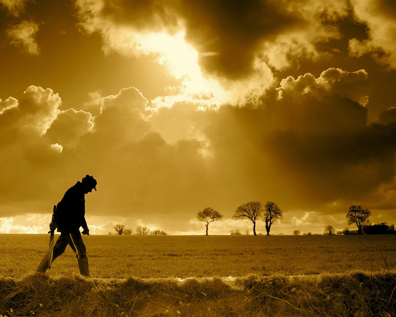 Silhouette of Person Walking — Yellow