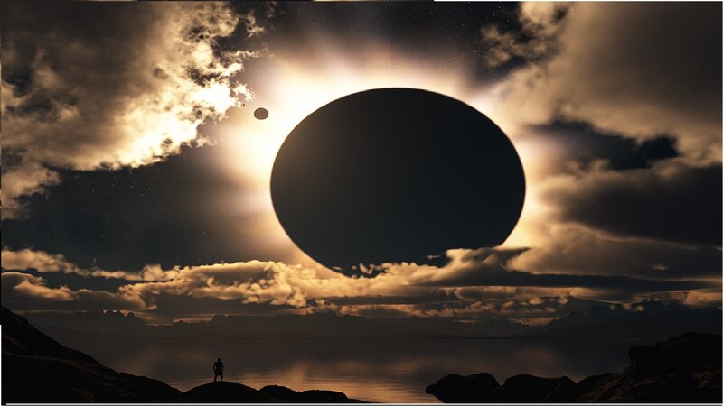 Silhouette of Person Watching Eclipse