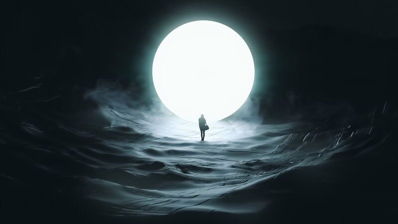 Silhouette of Person — White, Dramatic, Night
