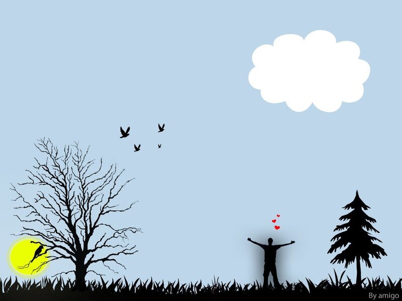 Silhouette of Person with Arms Outstretched — Blue