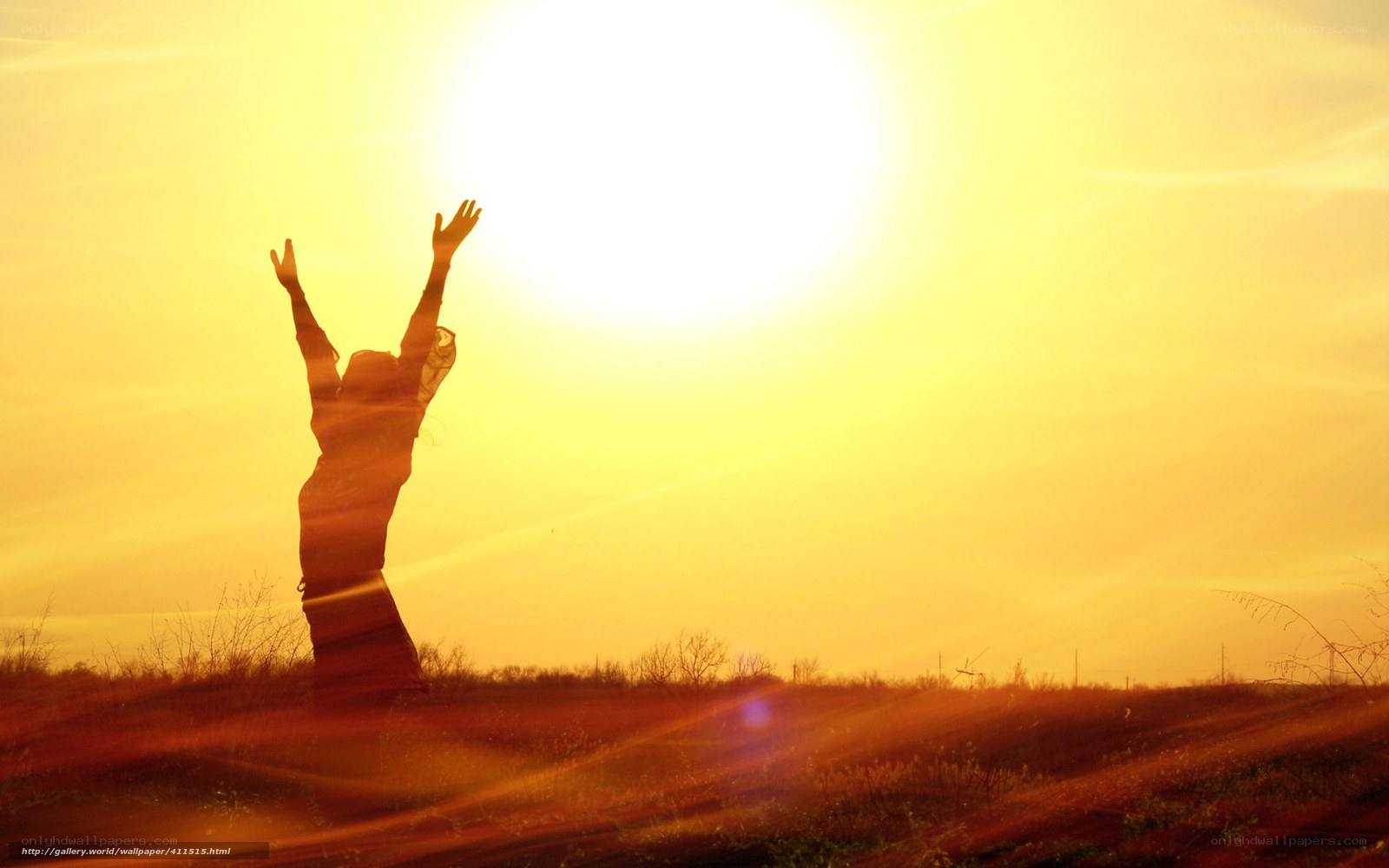 Silhouette of person with arms raised