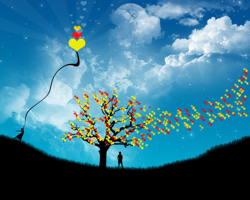 Silhouette of Person with Balloon
