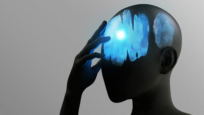 Silhouette of Person with Glowing Brain