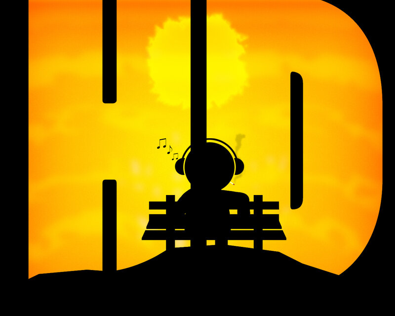 silhouette of person with headphones