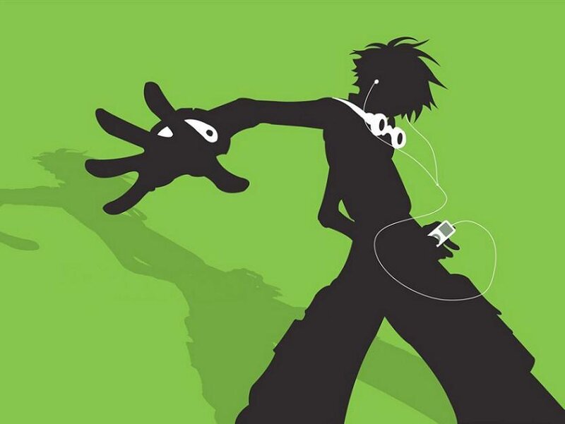 silhouette of person with headphones