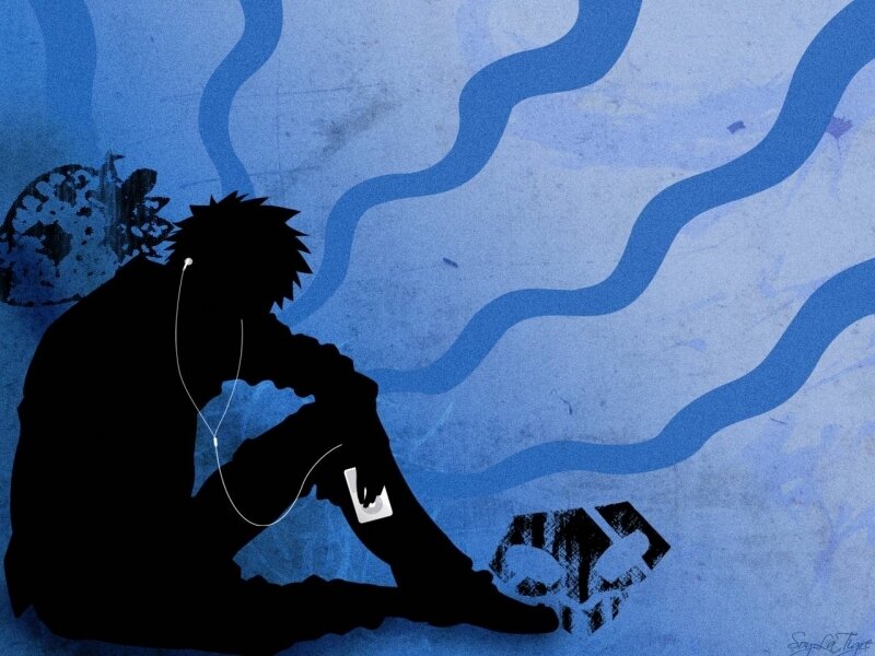 silhouette of person with headphones