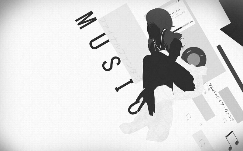 Silhouette of Person with Headphones — Black, Calm