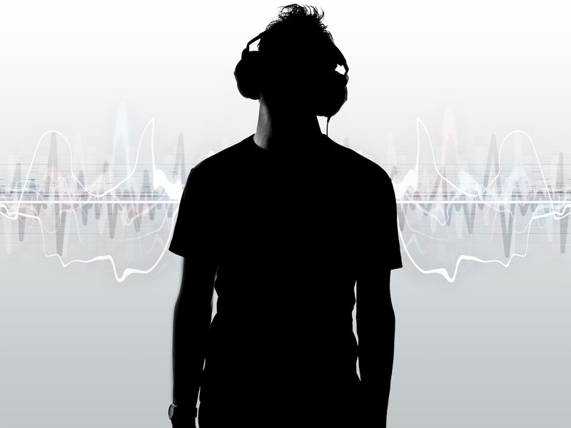 Silhouette of Person with Headphones — Black, Neutral