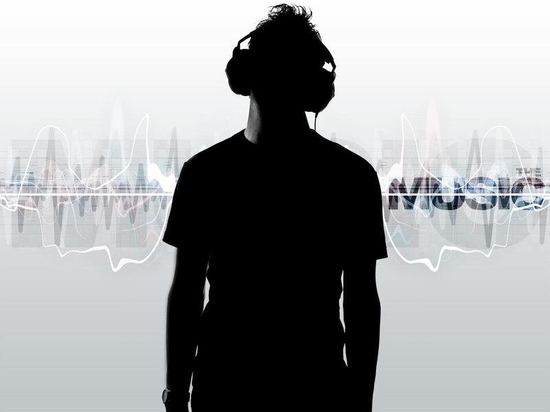 Silhouette of Person with Headphones — Black