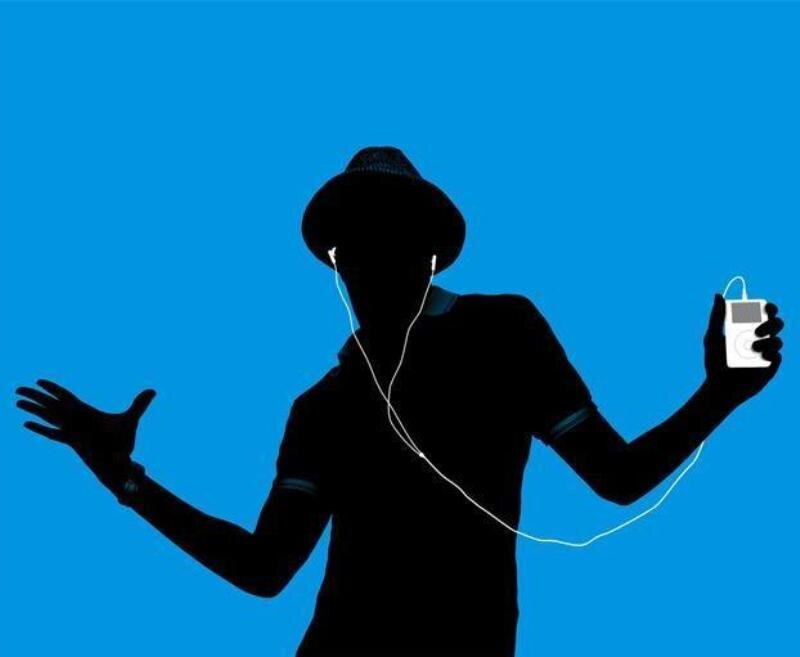 Silhouette of Person with Ipod