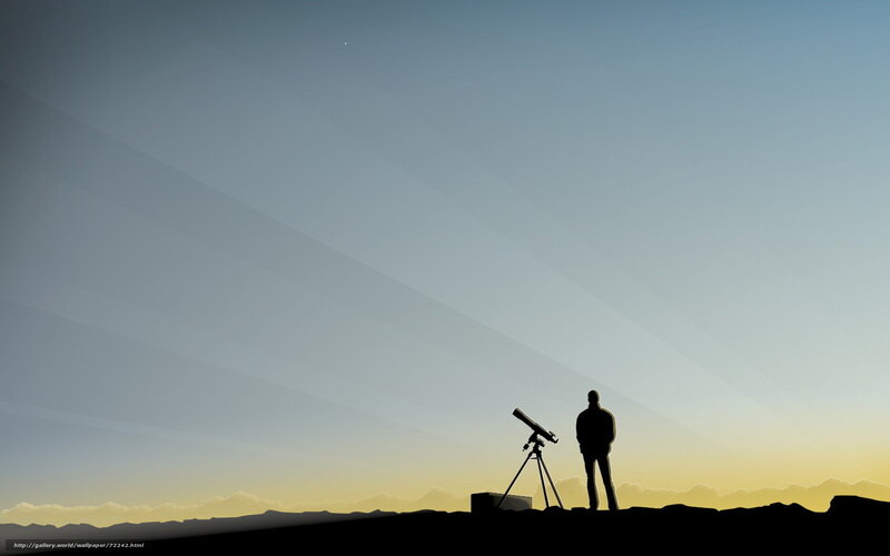 Silhouette of Person with Telescope