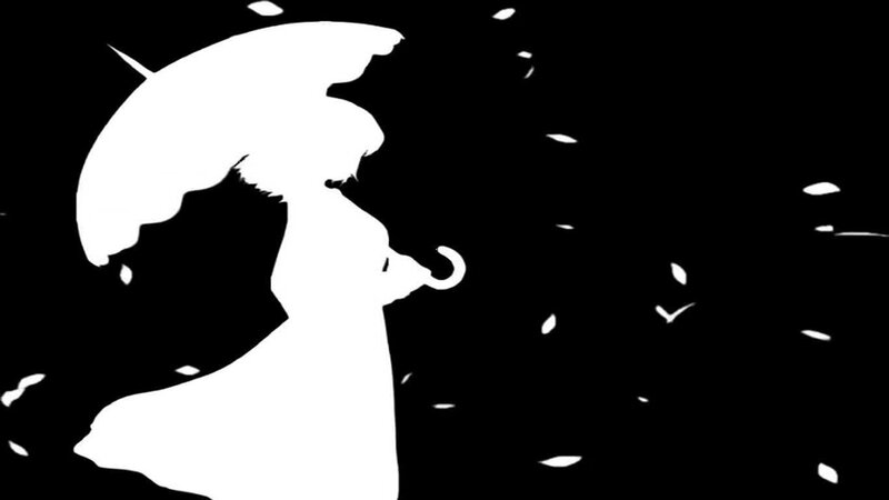 Silhouette of Person with Umbrella — Black, Dramatic
