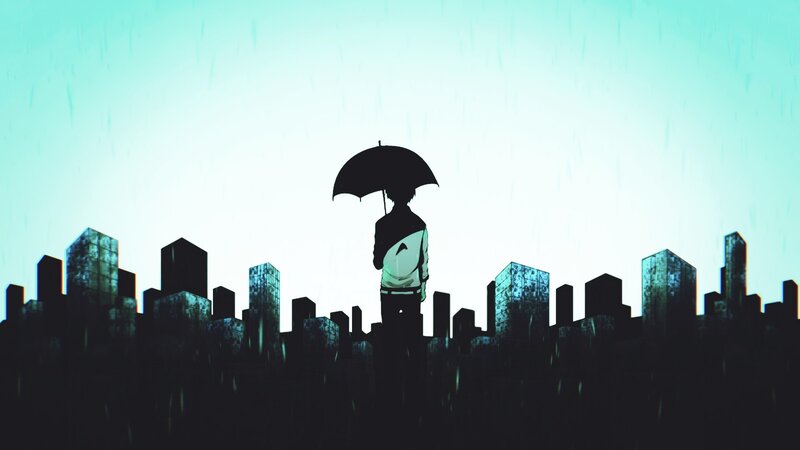 Silhouette of Person with Umbrella — Black, Melancholic