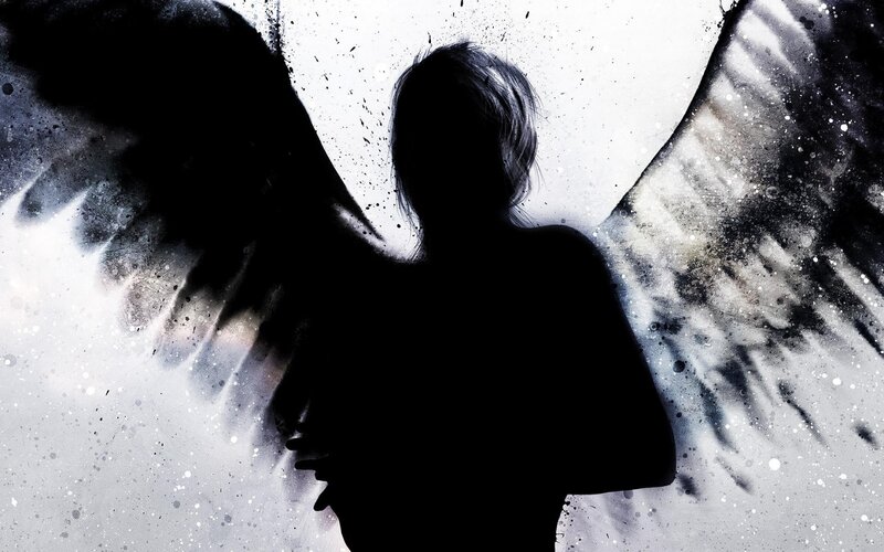 Silhouette of Person with Wings — Black, Dramatic