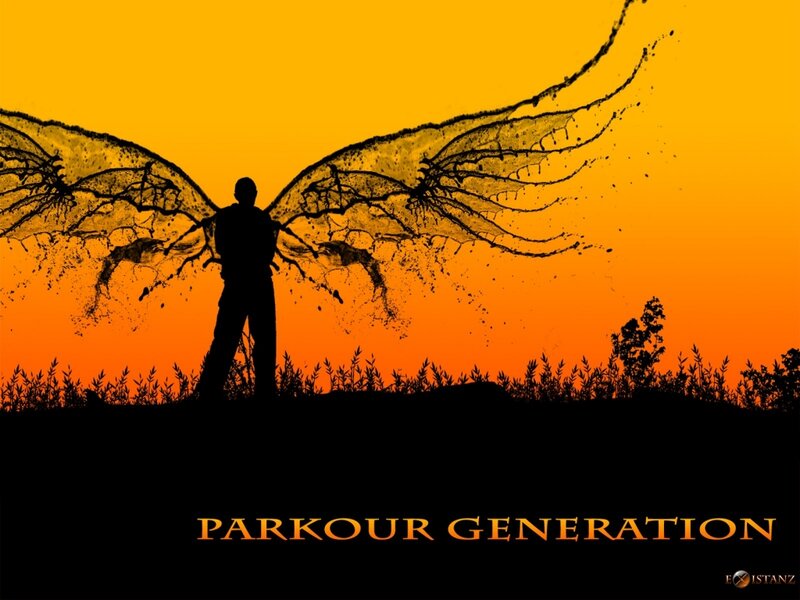 Silhouette of Person with Wings — Orange, Dramatic