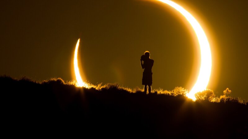 Silhouette of Person — Yellow, Dramatic, Night, Photograph