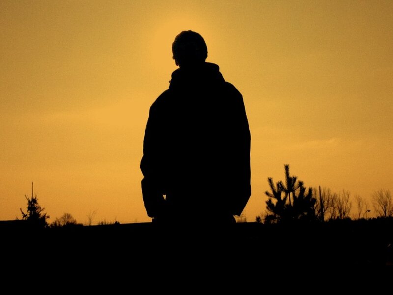 Silhouette of Person — Yellow, Dramatic, Sunset, Photograph, Trees