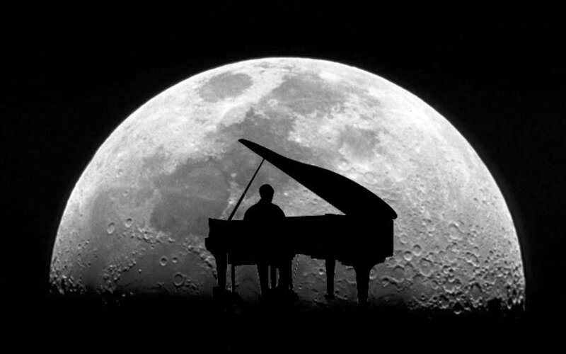 Silhouette of Pianist — Black