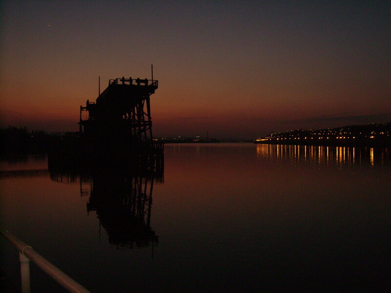 Silhouette of Pier at Dusk — Purple, Serene