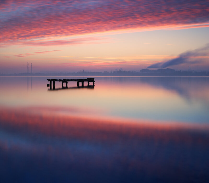 Silhouette of Pier — Pink