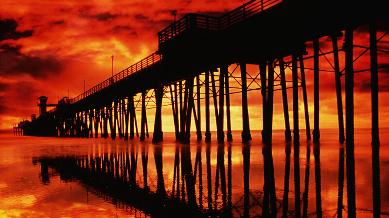 Silhouette of Pier — Red