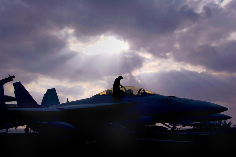 Silhouette of Pilot on Jet