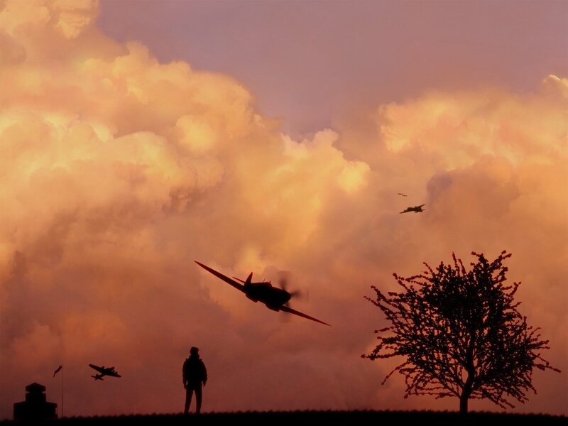 Silhouette of Pilot Watching Planes