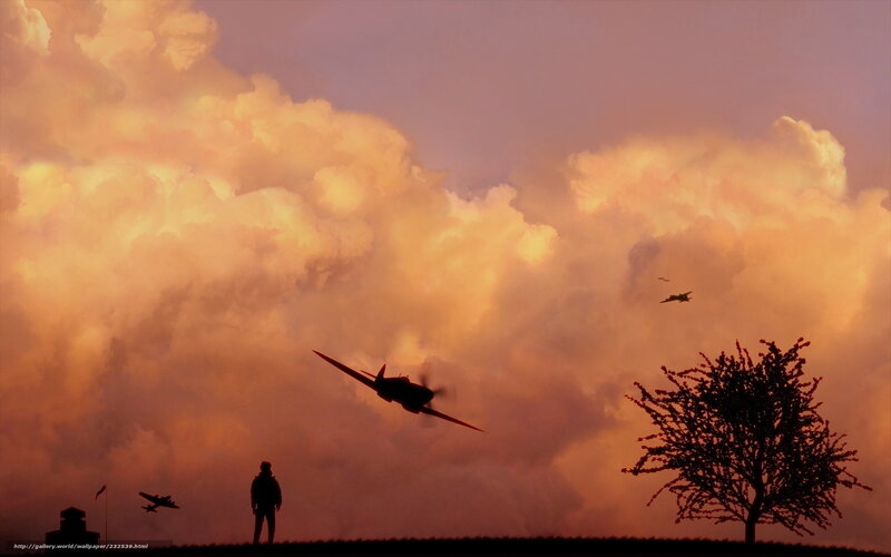 Silhouette of Planes and Person