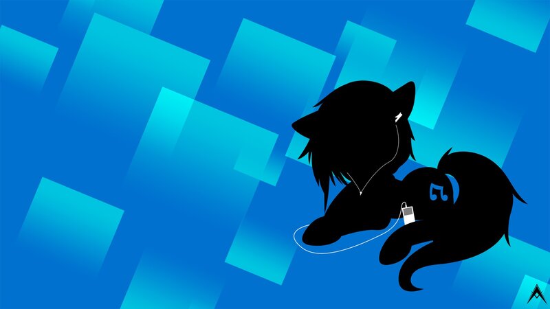 silhouette of pony listening to music