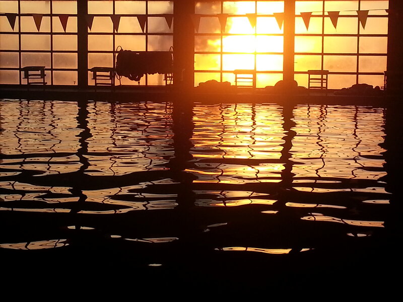 Silhouette of Pool at Sunset
