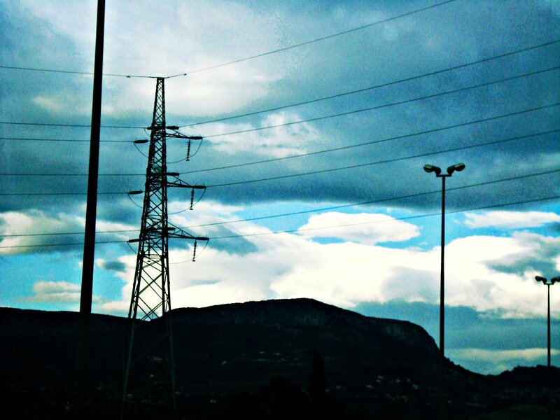 Silhouette of Power Lines — Blue