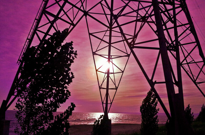Silhouette of Power Lines — Purple