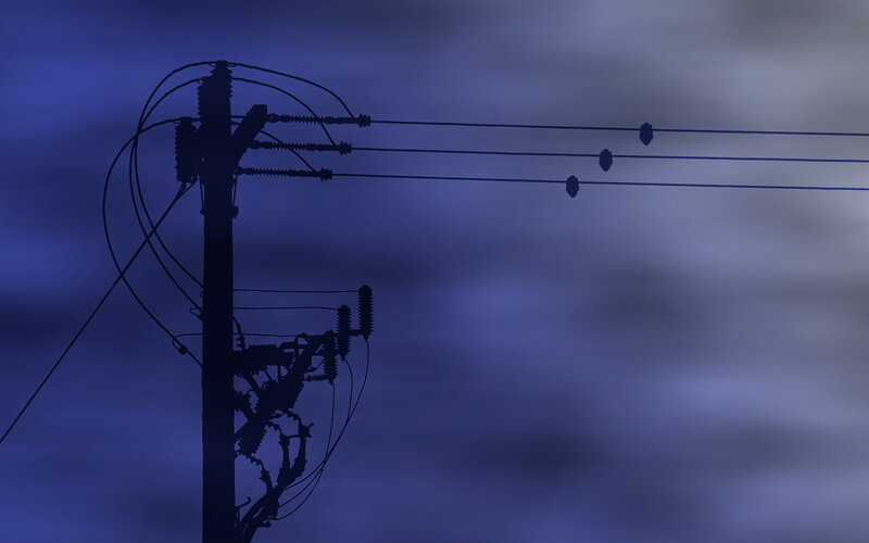 Silhouette of Power Pole — Blue