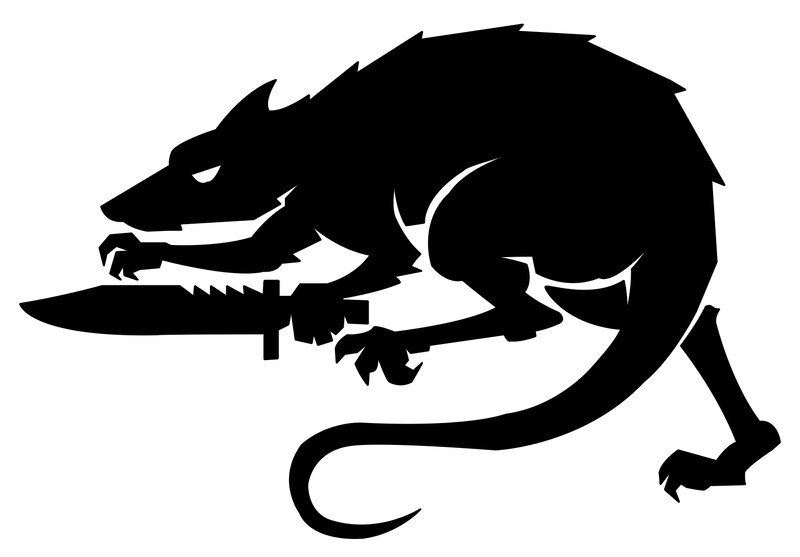 silhouette of rat holding knife