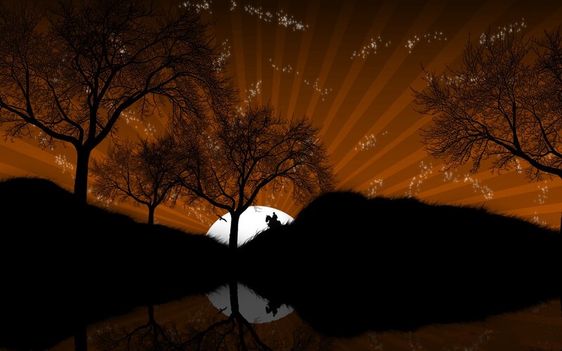 Silhouette of rider at sunset