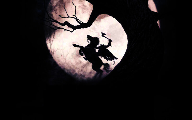 Silhouette of Rider on Horse — Black, Dramatic, Night, Digital Art, Moon, Tree