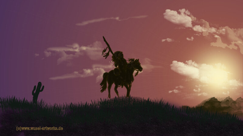 Silhouette of Rider on Horse — Purple