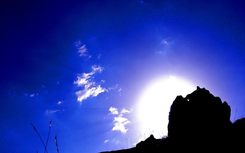 Silhouette of Rock Formation — Blue, Dramatic