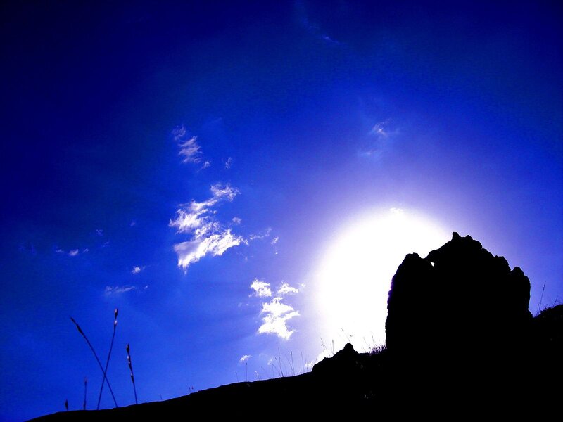 Silhouette of Rock Formation — Blue