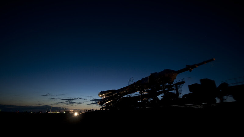 Silhouette of Rocket on Launchpad